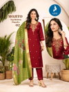Majito By Kaya Vertican Embroidery Kurti With Bottom Dupatta Wholesalers In Surat